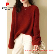 皮爾卡丹（pierre cardin）品牌高檔輕奢山羊絨圓領(lǐng)軟糯毛衣女2024年冬季慵懶復(fù)古氣質(zhì)紅色本 品牌高端新品-紅色 2XL