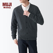 無印良品 MUJI 男式 美利奴羊毛可水洗V領(lǐng)開衫長袖針織衫男士毛衣冬季男款 深灰色 S (165/84A)