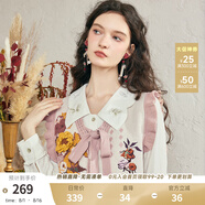 兩三事梵高v領(lǐng)針織馬甲女春季2025新款無袖毛衣綁帶背心 銀河甜心 奶杏色-y L