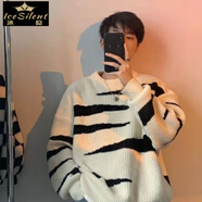 冰隱毛衣男2025秋冬季厚款時(shí)尚寬松針織港風(fēng)斑馬內搭上衣打底毛線(xiàn)衣潮 白色[高質(zhì)量] Q38 M 【90-110斤】