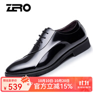 零度Zero官方男鞋商務(wù)休閑皮鞋英倫風(fēng)牛皮正裝鞋潮流大頭商務(wù)鞋婚鞋 A73218黑色 40