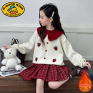 G.DUCKKIDS女童秋冬裙子過(guò)年套裝2025新款兒童學(xué)院連衣裙女大童春秋新年衣服 白色毛衣 cm 150