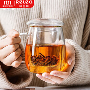 物生物（RELEA）玻璃杯泡茶杯茶水分離茶杯玻璃杯子辦公室綠茶花茶泡茶杯冷水壺 小蘑菇 320ml