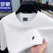 羅蒙（ROMON）保羅冰絲短袖T恤男士夏季薄款圓領(lǐng)無痕刺繡小馬標(biāo)體恤男短袖 白色 XL 175
