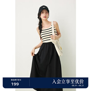 詩(shī)凡黎（'SEIFINI）黑色條紋拼接針織背心裙2024春新款裙子中長(cháng)氣質(zhì)背帶連衣裙 黑色拼接款 S 155/80A