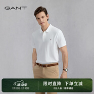 GANT/甘特【100%棉】夏男士休閑時尚印花logo翻領短袖T恤POLO衫 110-白色 2XL