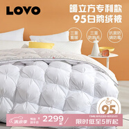 LOVO羅萊生活旗下品牌 95%白鵝絨被子冬天厚被芯被褥保暖抗菌單雙人被 【雷克雅燙金】暖立方白鵝絨冬被 220*240cm
