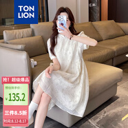 唐獅2025夏女圓領(lǐng)中國風(fēng)短袖連衣裙