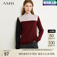 AMII極簡(jiǎn)時(shí)髦北歐風(fēng)撞色毛衣秋新款顯瘦半高領(lǐng)H型 酒紅 155/80A/S
