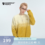 Dangerous people薛之謙dsp漸變仿貂毛時(shí)尚寬松圓領(lǐng)套頭毛衣針織衫 黃色 S