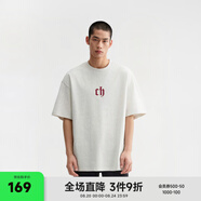 CHINISM  CH赤塵美式?jīng)龈兴俑啥绦鋞恤男士夏季潮流寬松休閑五分袖上衣 花灰色 XL