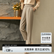 尚都比拉設(shè)計(jì)感不對(duì)稱腰袢休閑褲女小個(gè)子百搭顯瘦九分褲子 摩卡色 S 