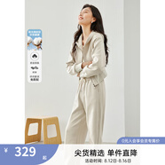 梵希蔓杏色優(yōu)雅淑女連帽套裝女兩件套2025年春秋季百搭休閑套裝 M5735 杏色 L