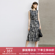 顏域設(shè)計(jì)感時(shí)尚連衣裙女2024新款秋季裙子氣質(zhì)連身裙中長(zhǎng)款背心裙 黑白花 L