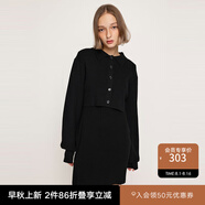 moussy&sly新品簡約歐美風兩件套短款針織連衣裙030HSM73-0210 黑色020 M 00002/M