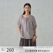 阿依蓮【商場(chǎng)同款】氣質(zhì)休閑短袖襯衫女夏季2025新款設計感獨特寬松上衣 云灰紫 L