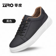零度零度尚品新款時(shí)尚真皮厚底增高百搭休閑板鞋男士西裝小白鞋 黑色 38