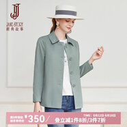 經典故事（JANE STORY）經典故事時尚簡約短款風衣女春秋2025新款高級氣質小個子通勤外套 J03灰綠色 2XL