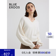 BLUE ERDOS100%羊毛針織衫毛衣女秋冬V領(lǐng)泡泡袖短款套衫B236D0001 白 L 170/88A