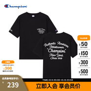 Champion冠軍情侶短袖男25夏季新款字母美式純棉T恤女簡約潮上衣 黑色1 M