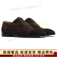 Hang TenGF皮鞋男閉眼入牛皮內(nèi)里反絨皮鞋男三接頭商務(wù)正裝牛津鞋翻毛小碼 暗棕色 35