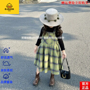 G.DUCKKIDS品牌正品韓國童裝秋冬女童毛呢韓版背心裙2025新款兒童洋氣格子百 官方旗艦綠色格子背心裙 官方旗艦90 均碼