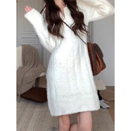 冉藝嵐同款卡拉爾貝齊品牌折扣服飾5折斷碼現貨反季連衣裙子女長(cháng)裙 c24m6883白色毛衣裙39.9 S