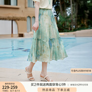 香影海邊度假暈染連衣裙女2025夏季新款民族風(fēng)波西米亞v領(lǐng)雪紡裙 綠花R85S708 半身裙 M 160/84A/95-110斤