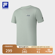 FILAFILA 斐樂官方男裝針織短袖衫2025夏季新款健身運動簡約基礎(chǔ)白T恤 燕麥灰-GY 3XL 190/108A/XXXL