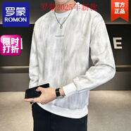 羅蒙（ROMON）圓領(lǐng)衛(wèi)衣男春秋季2025新款潮流時(shí)尚休閑百搭寬松打底體恤衫 白色 (100-120斤) M