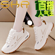 沙克蘭皮面小白鞋女2025春秋新款透氣休閑鞋女夏季網(wǎng)面透氣運(yùn)動(dòng)鞋防滑底 卡其色【皮面加絨】 5099-1 37