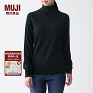 無(wú)印良品 MUJI 女式  天竺 高領(lǐng)毛衣 女款黑色長(cháng)袖針織衫秋冬毛衫BAG05A0A 黑色 S