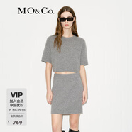MO&Co.針織裙連衣裙兩件套套裝灰色短袖高腰可機洗綿羊毛摩安珂 中花灰色 XS 155