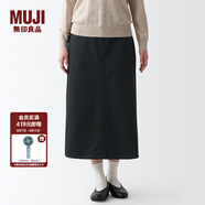 無印良品 MUJI 女式 絲光斜紋 裙子半身長裙秋冬季簡約風(fēng)純棉全棉BEK37C2A 黑色 M(160/66A)