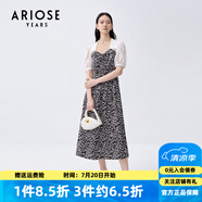 艾諾絲雅詩商場同款夏季新品時尚泡泡袖撞色拼接連衣裙20529092 愛樂之城 L