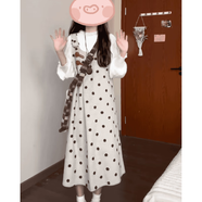 秋冬穿搭一整套2025新款韓系溫柔風(fēng)打底衫波點(diǎn)吊帶連衣裙兩件套女 背帶波點(diǎn)裙單件 M (建議80-100斤)