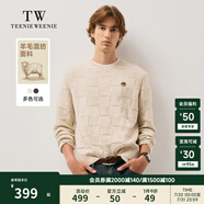 Teenie Weenie Men小熊男裝毛衣秋冬休閑美式復(fù)古絞花圓領(lǐng)針織毛衫 乳白色 L 175