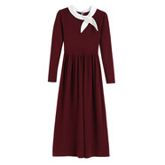 薩肯貓（SAKENMAO）法式溫柔風(fēng)針織連衣裙秋冬安克拉紅打底裙中長A字裙日韓女裝 安克拉紅 均碼