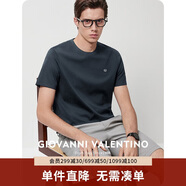 卓凡尼·華倫天奴（GIOVANNI VALENTINO）涼感圓領(lǐng)短袖T恤男裝純色半袖夏裝透氣體恤衫 烏灰（新版） XL