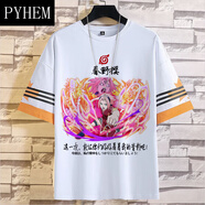 PYHEM火影忍者T恤佩恩鳴人宇智波斑佐助鼬男女寬松學生短袖韓版夏季潮 藏青色(圖42) 藏青色(圖42) XS