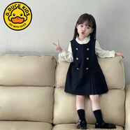 G.DUCKKIDS2025秋裝新款童裝女童學(xué)院風(fēng)連衣裙韓版中小童洋氣襯衫裙子兩件套 套裝 100cm