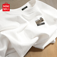 名創(chuàng  )優(yōu)品（MINISO）短袖t恤男2025新款運動(dòng)冰絲半袖220G重磅純棉寬松圓領(lǐng)男士體恤潮 【220G重磅純棉】白色(節奏光盤(pán)胸標) 3XL (體重170-185斤)