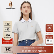 Hush Puppies暇步士女裝撞色翻領(lǐng)短袖T恤POLO衫 119淺灰 M