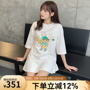 美職棒（MLB）官方 t恤女裝寬松韓版短袖ins休閑短袖時(shí)尚簡(jiǎn)約半袖春夏款上衣 紐約洋基隊(duì)/奶油色 L 175/96A