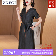 ZXEGI25姆米重磅香云紗真絲女士高端連衣裙年輕時(shí)尚桑蠶絲長(cháng)裙 黑色 L