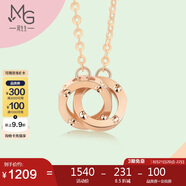 周生生七夕禮物18K玫瑰金小圓珠雙環(huán)彩金項鏈女款91979N47厘米