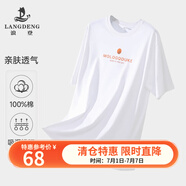 浪登夏季新款短袖T恤男時(shí)尚寬松闊版上衣純棉印花半袖圓領(lǐng)男裝 白色 2XL （185/100A）