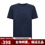 雨果博斯（HUGO BOSS）BOSS男裝t恤男商務(wù)休閑男裝上衣棉質(zhì)短袖簡約logo款短袖T恤 深藍(lán)色（50502173） 3XL （220-240斤）僅供參考