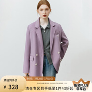 范思藍(lán)恩22FS4092新款西裝式雙面呢大衣秋冬保暖短外套 紫色 XS