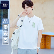 TEEK萊賽爾短袖t恤男生百搭衣服 2025夏季男裝青年國(guó)潮印花休閑上衣 HT2192白色 M